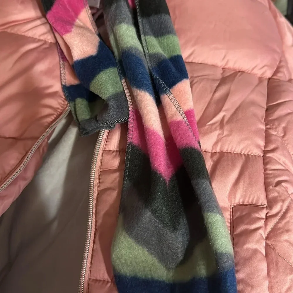 Girls' Pink Puffer Jacket with Scarf